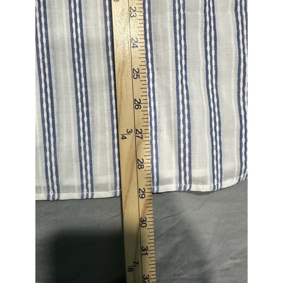 NWT Talbots Women's White Blue Stripe Henley Blouse  100% Cotton XL Casual Relax - Picture 3 of 7